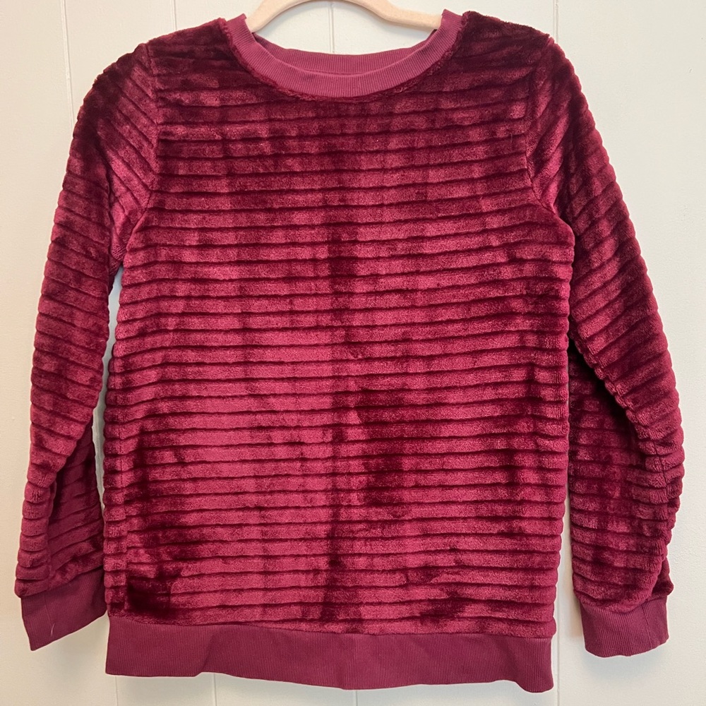Cat & Jack Girls XL (14-16) Faux Fur Burgundy Sweatshirt